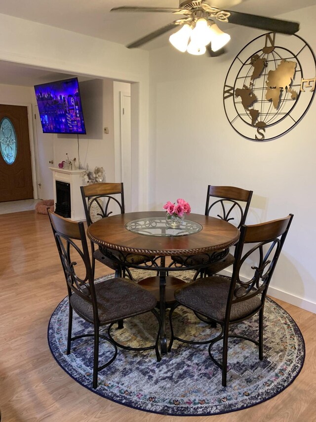 6645 Oak Dr, Celina, OH 45822 - dining room with wood finished floors and ceiling fan