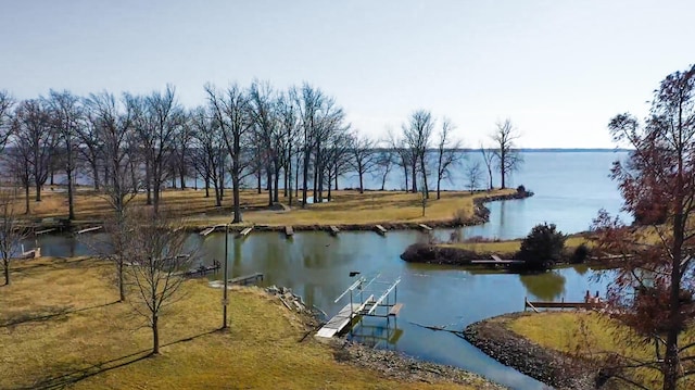 property view of water with a boat dock