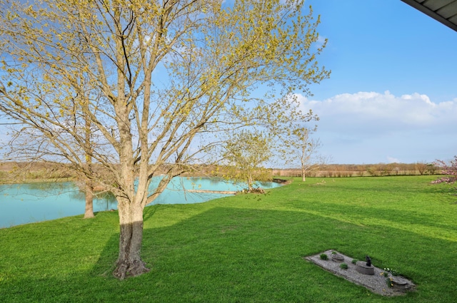 view of yard featuring a water view