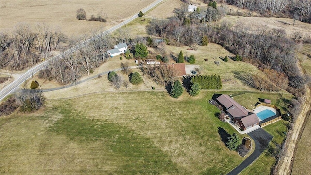 drone / aerial view with a rural view