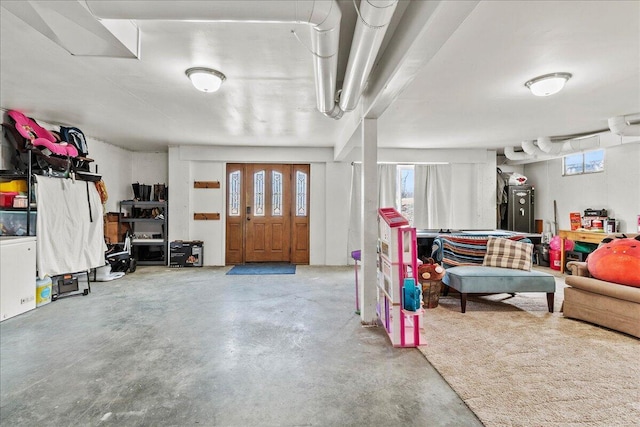 interior space featuring concrete floors