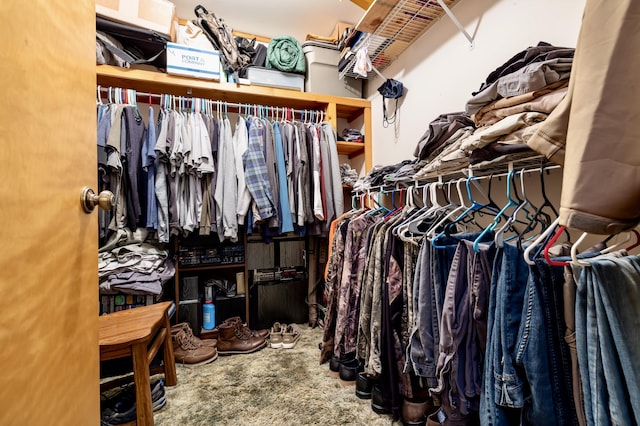 spacious closet with carpet floors