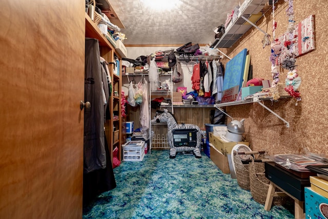spacious closet with carpet flooring