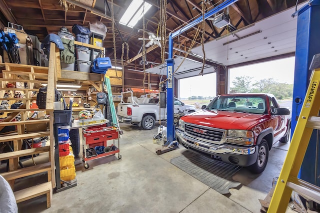 garage with a garage door opener