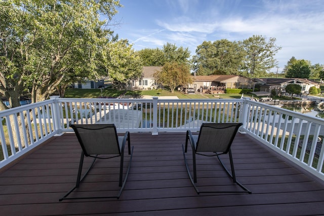 deck with a residential view