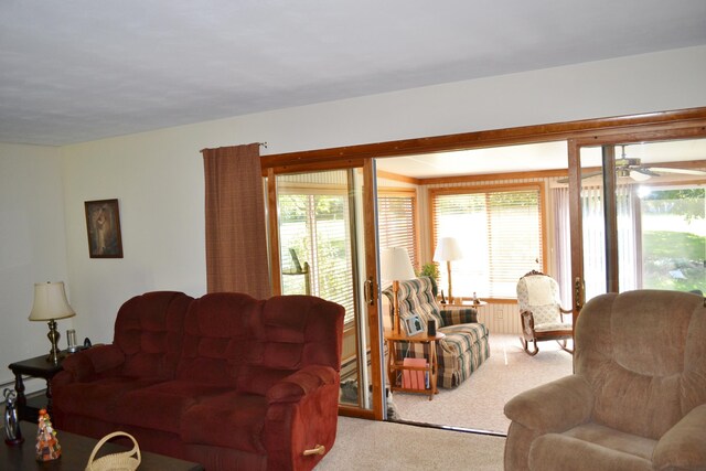 living room with carpet flooring