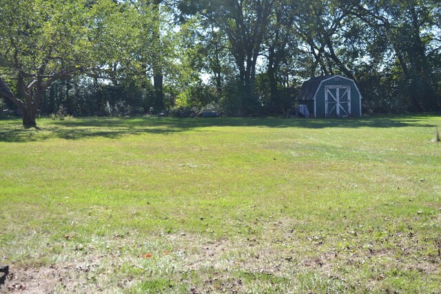 view of yard featuring a storage unit and an outdoor structure