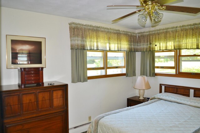 bedroom with multiple windows and baseboard heating