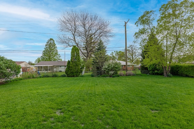 view of yard featuring fence