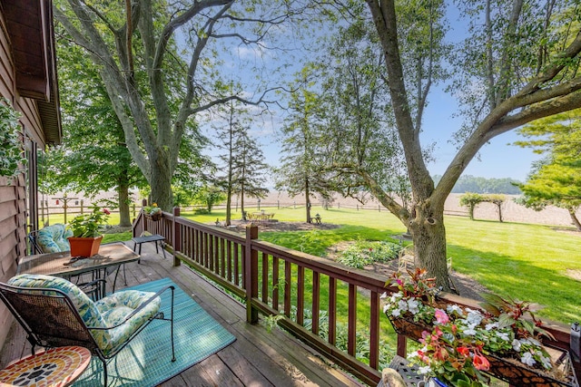 8339 Hite Rd, West Liberty, OH 43357 - wooden deck featuring a lawn