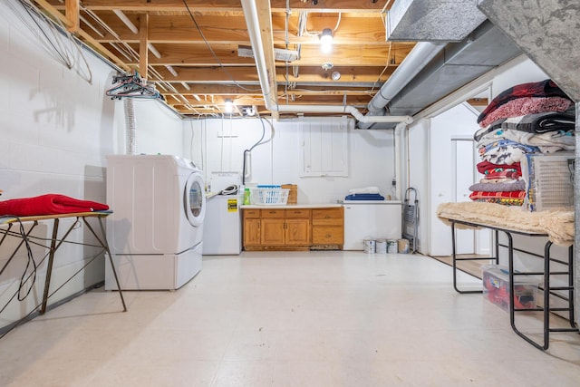 8339 Hite Rd, West Liberty, OH 43357 - unfinished basement featuring washer and dryer