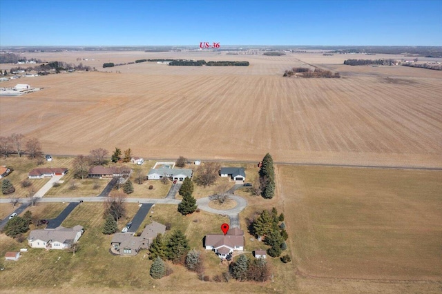 drone / aerial view with a rural view