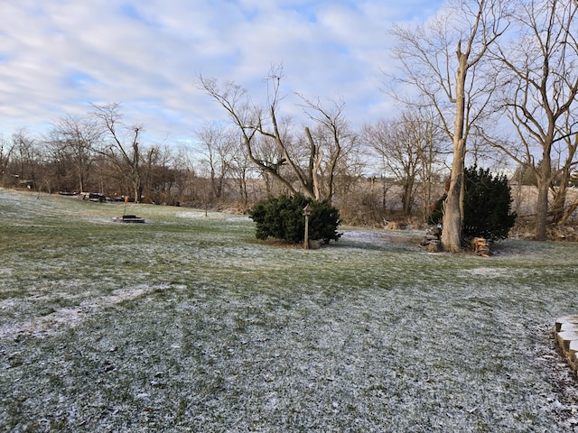view of yard featuring a fire pit
