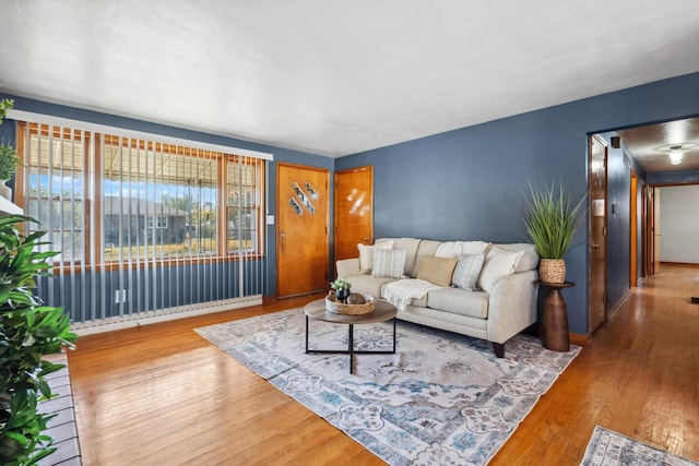 living area featuring wood finished floors