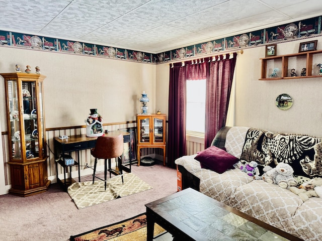 living room featuring carpet flooring