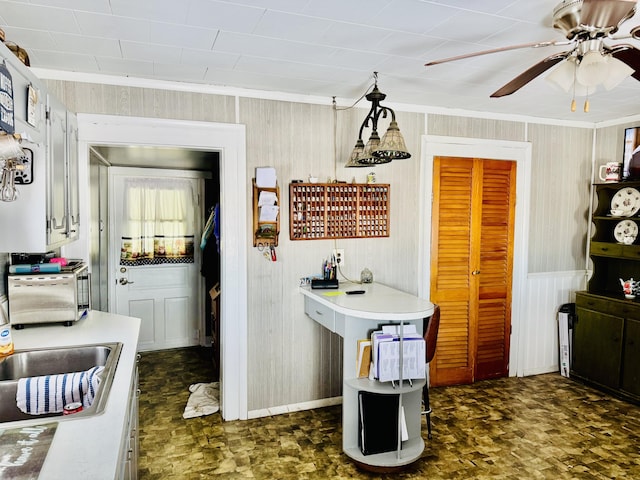 kitchen with sink and ceiling fan