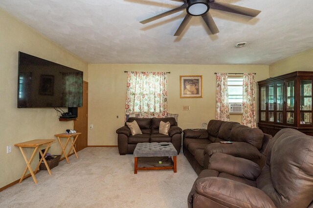 302 N W St, Arcanum, OH 45304 - living room with ceiling fan, light carpet, and cooling unit