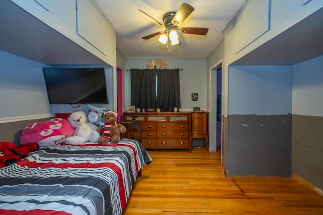 302 N W St, Arcanum, OH 45304 - bedroom with light wood finished floors and ceiling fan