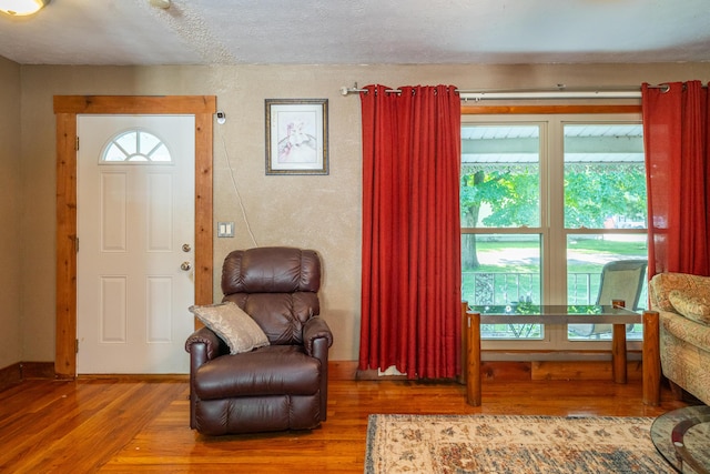 302 N W St, Arcanum, OH 45304 - entryway with wood finished floors, a textured wall, and a textured ceiling