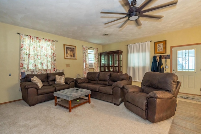 302 N W St, Arcanum, OH 45304 - living area featuring ceiling fan and carpet floors