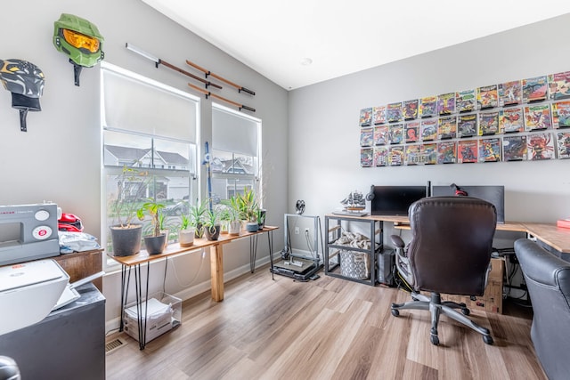 office with wood finished floors
