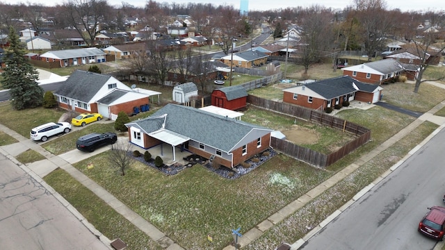 aerial view with a residential view