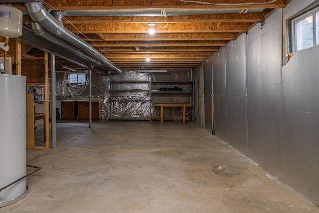 basement with water heater