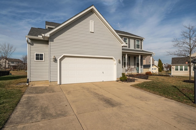 view of front of home featuring a front lawn and covered porch