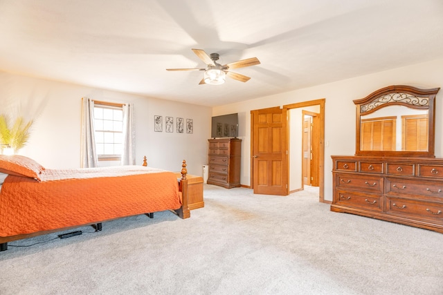 9162 Township Road 169 N, West Liberty, OH 43357 - bedroom with light colored carpet and ceiling fan