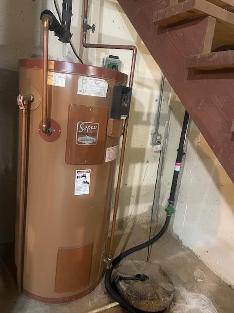 utility room with water heater