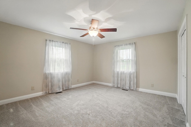 unfurnished bedroom featuring multiple windows, carpet flooring, and a closet