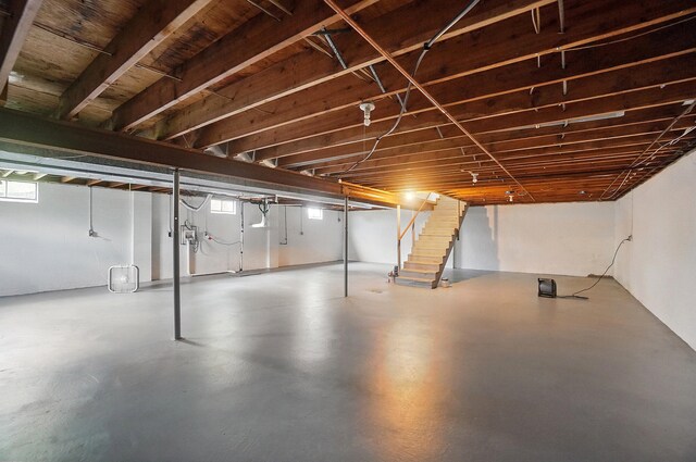 below grade area featuring stairway