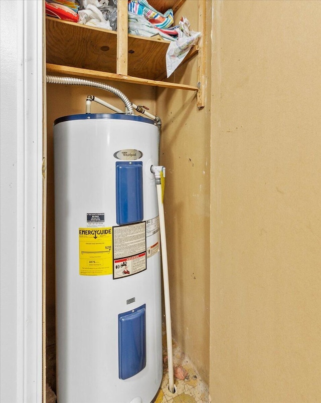 utility room featuring electric water heater