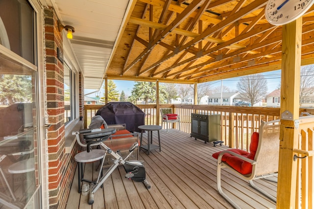 deck featuring area for grilling