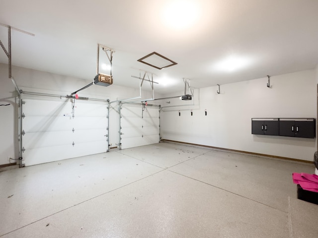 garage with a garage door opener