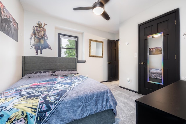 11181 Elm St, Lakeview, OH 43331 - bedroom with light colored carpet and a ceiling fan
