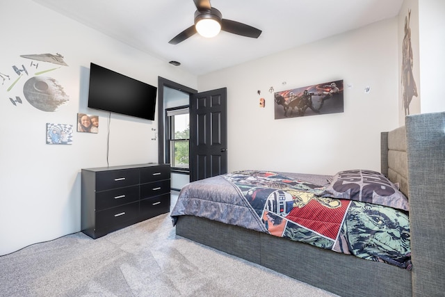 11181 Elm St, Lakeview, OH 43331 - bedroom with light carpet and ceiling fan