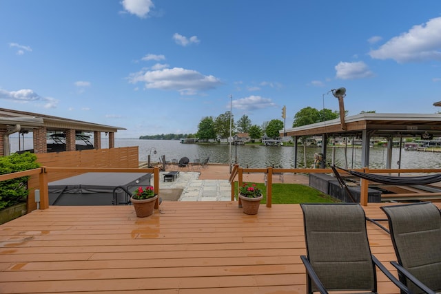 11181 Elm St, Lakeview, OH 43331 - wooden terrace with a water view and a boat dock