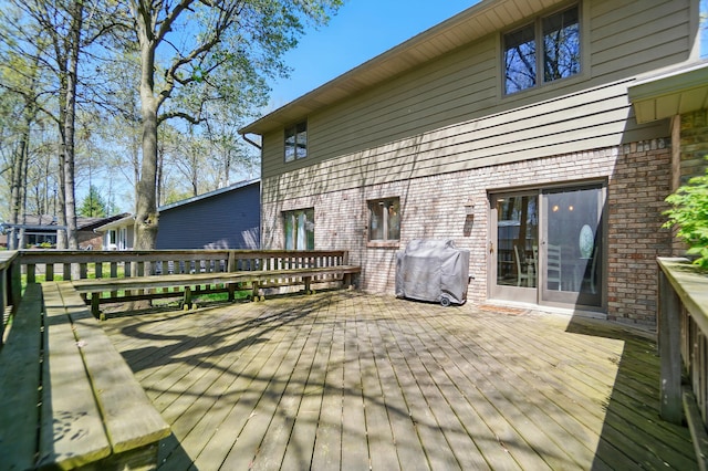 deck featuring grilling area