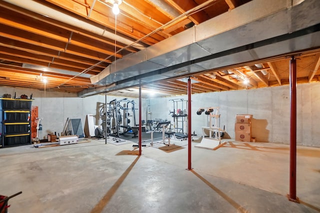 view of unfinished basement
