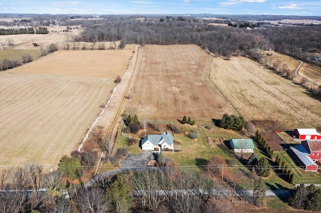 drone / aerial view with a rural view