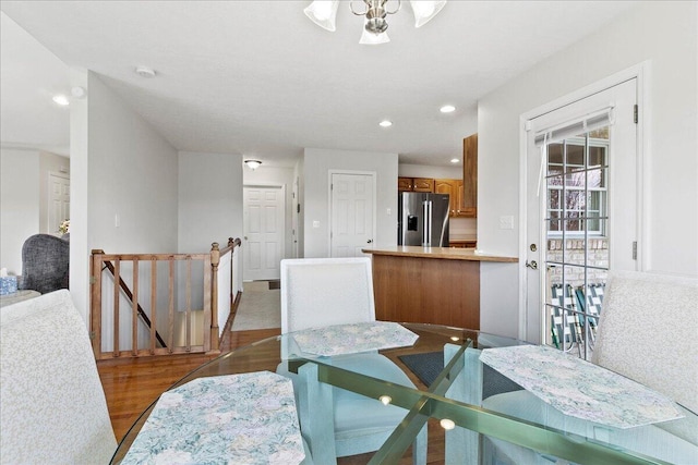 dining room with dark hardwood / wood-style floors