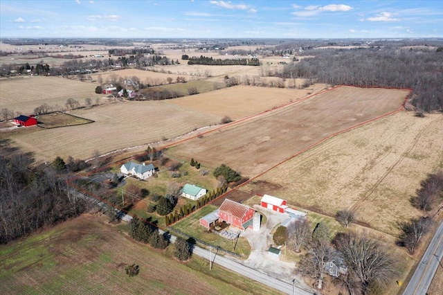 aerial view with a rural view