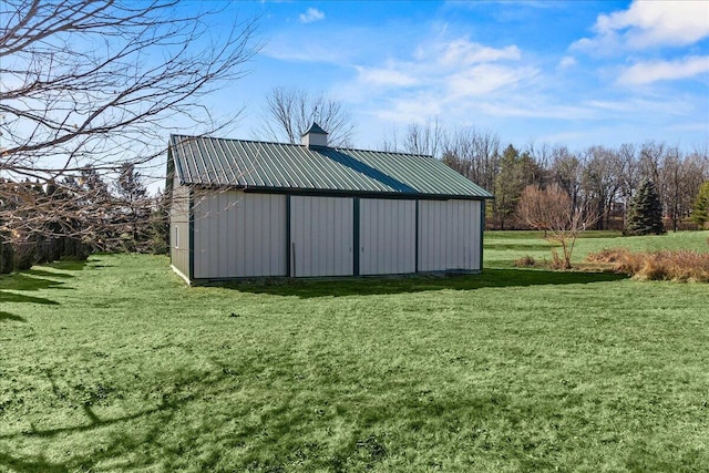 view of outbuilding with a yard