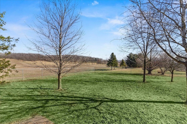 view of community featuring a yard and a rural view