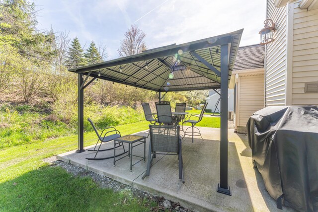 view of patio featuring a gazebo
