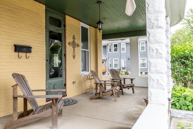 view of patio featuring covered porch