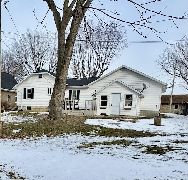 view of snow covered property