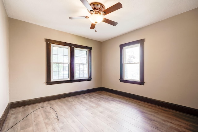 1704 Highland Ave, Springfield, OH 45503 - spare room with wood finished floors, ceiling fan, and baseboards