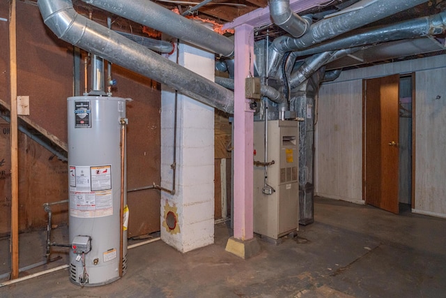 utility room with water heater